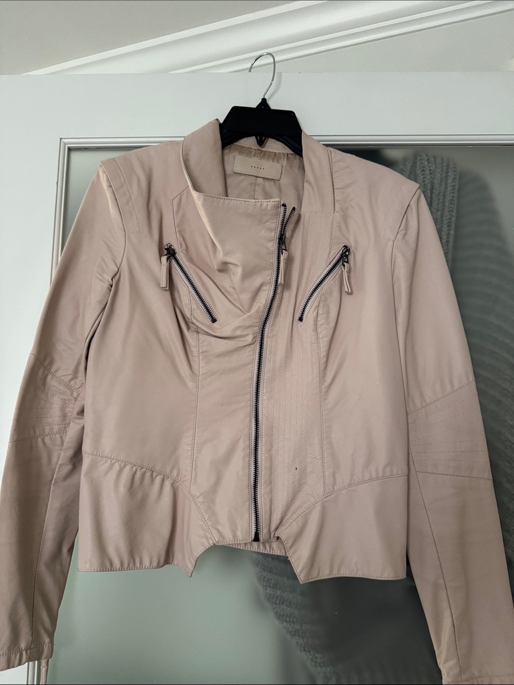 Women's Blush Leather Moto Jacket by BlankNYC